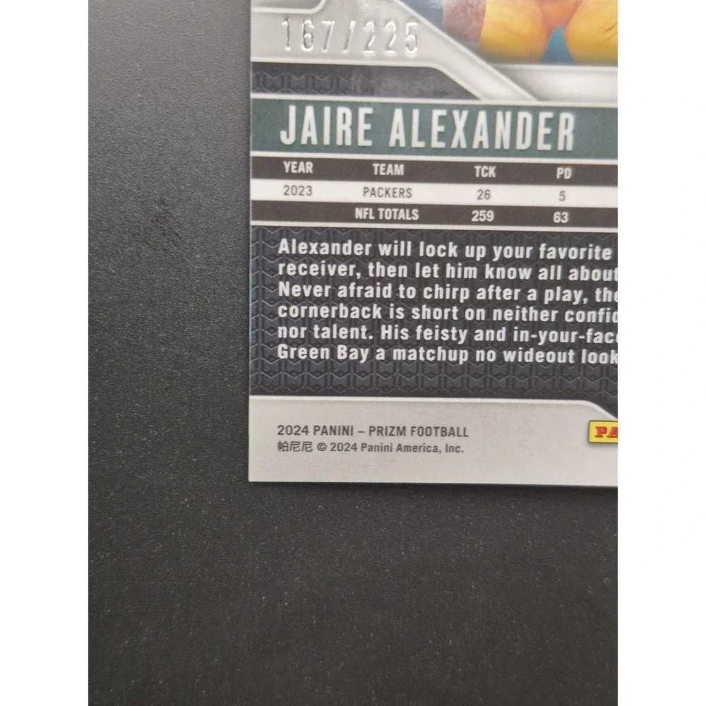 2024 Panini Prizm Jaire Alexander #106 Purple Ice Prizm /225